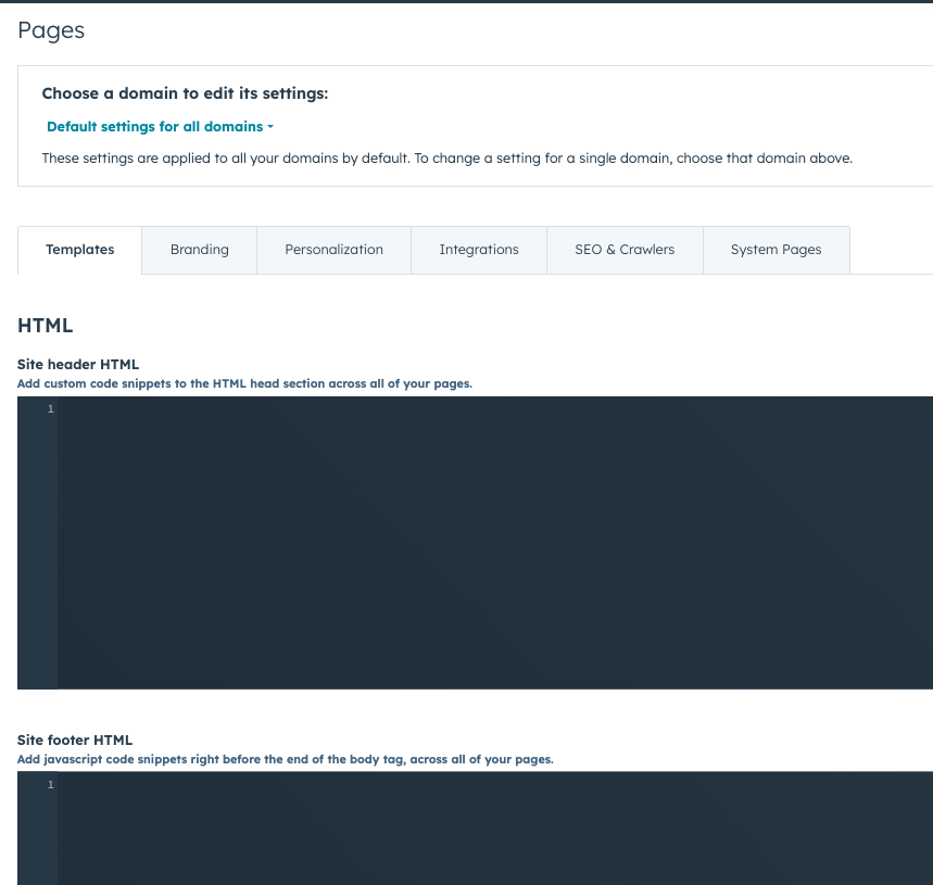 Adding site-wide header code