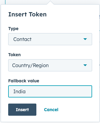 Adding token inside page editor