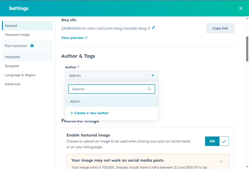 Author selection in blog post editor