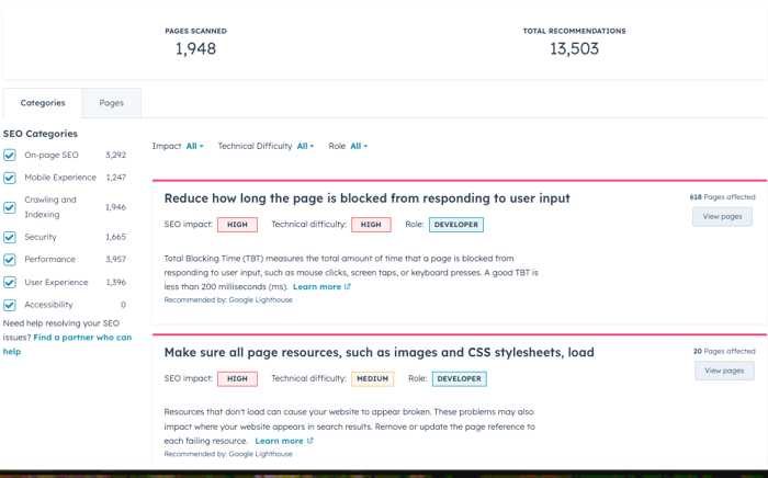 Content optimization suggestions