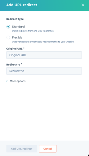 Creating a redirect in HubSpot