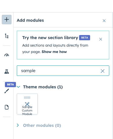 Dragging module into page layout