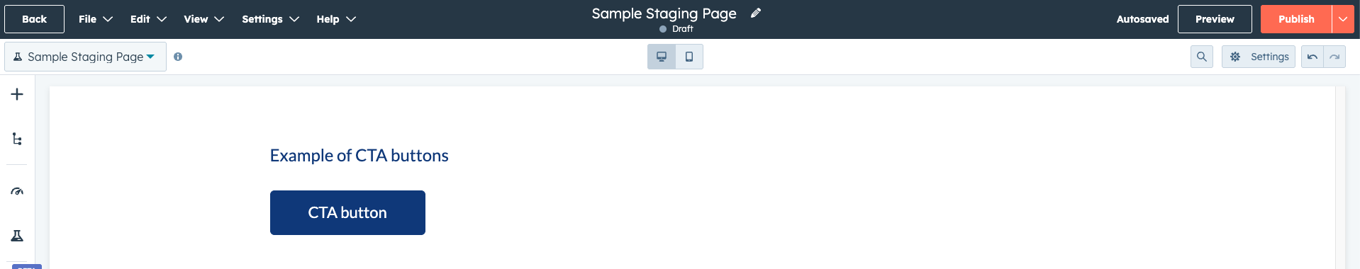 Example CTA button on a website page