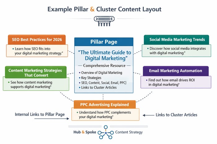 Example pillar and cluster content layout