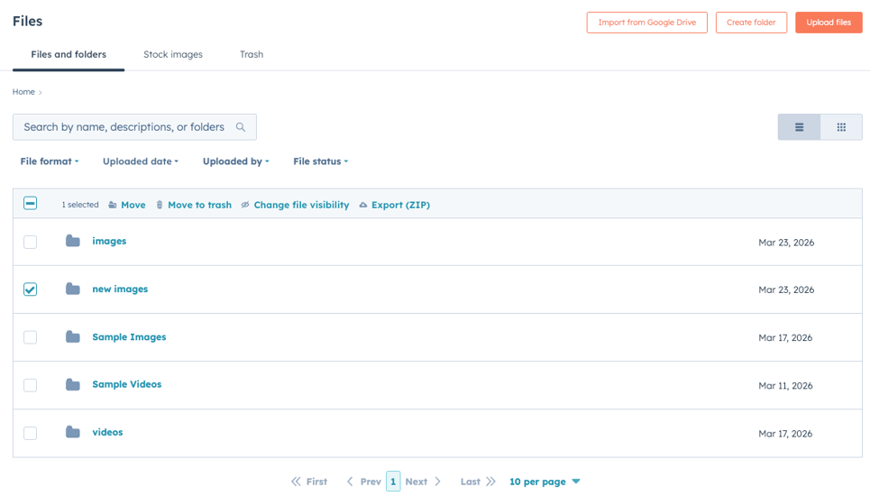 Folder organization in File Manager