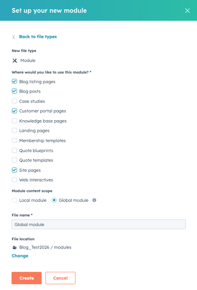 Global module editing interface