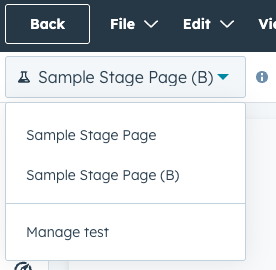 HubSpot AB test setup screen