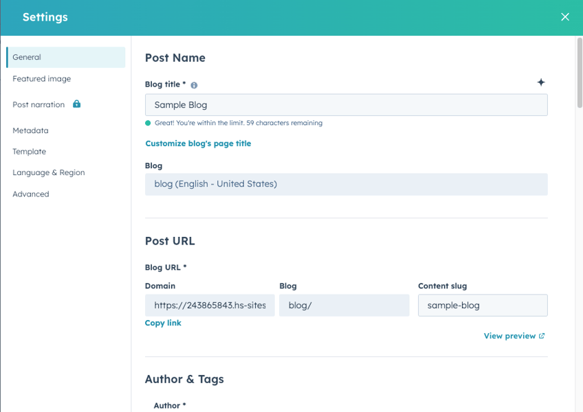 HubSpot Blog SEO recommendations panel-1