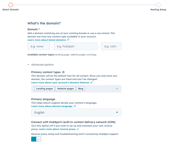 HubSpot CDN or domain performance settings