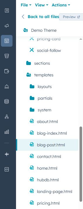 HubSpot Design Manger Template Editor