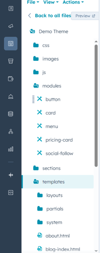 HubSpot Design Manager with modules and templates