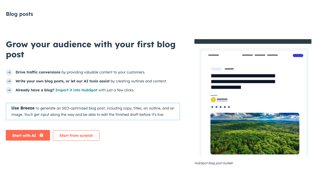 HubSpot blog dashboard