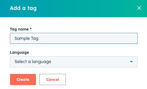 HubSpot blog editor tag field