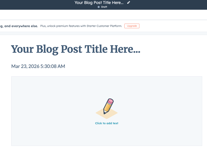 HubSpot blog editor interface