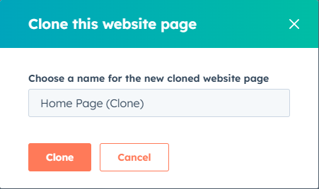 HubSpot clone page option