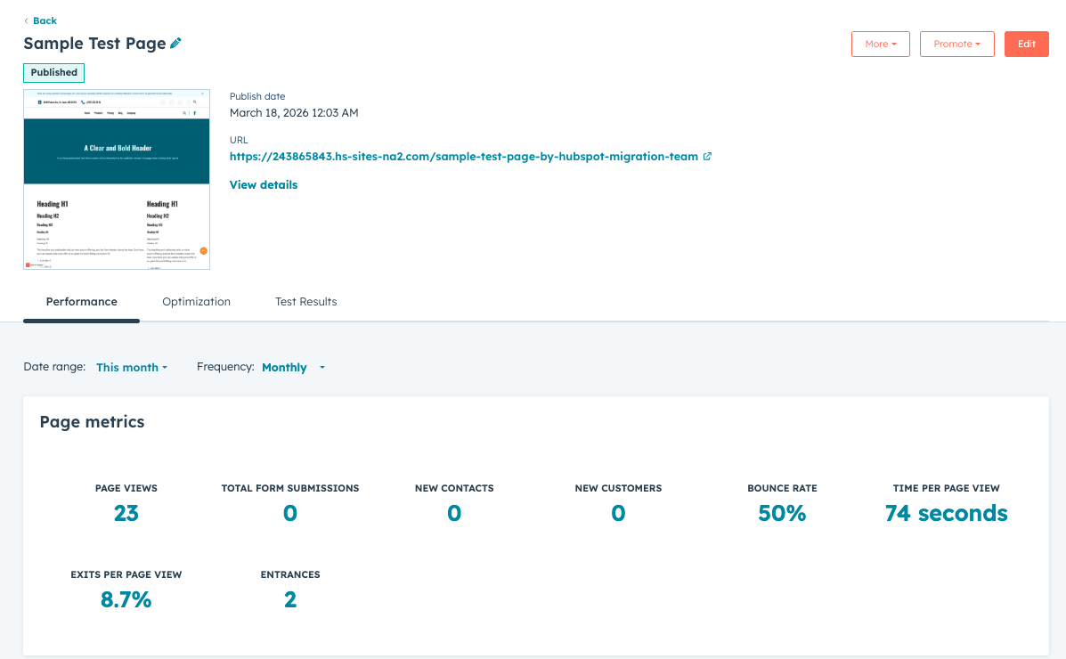 HubSpot hosting performance overview