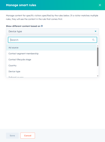 HubSpot smart content settings