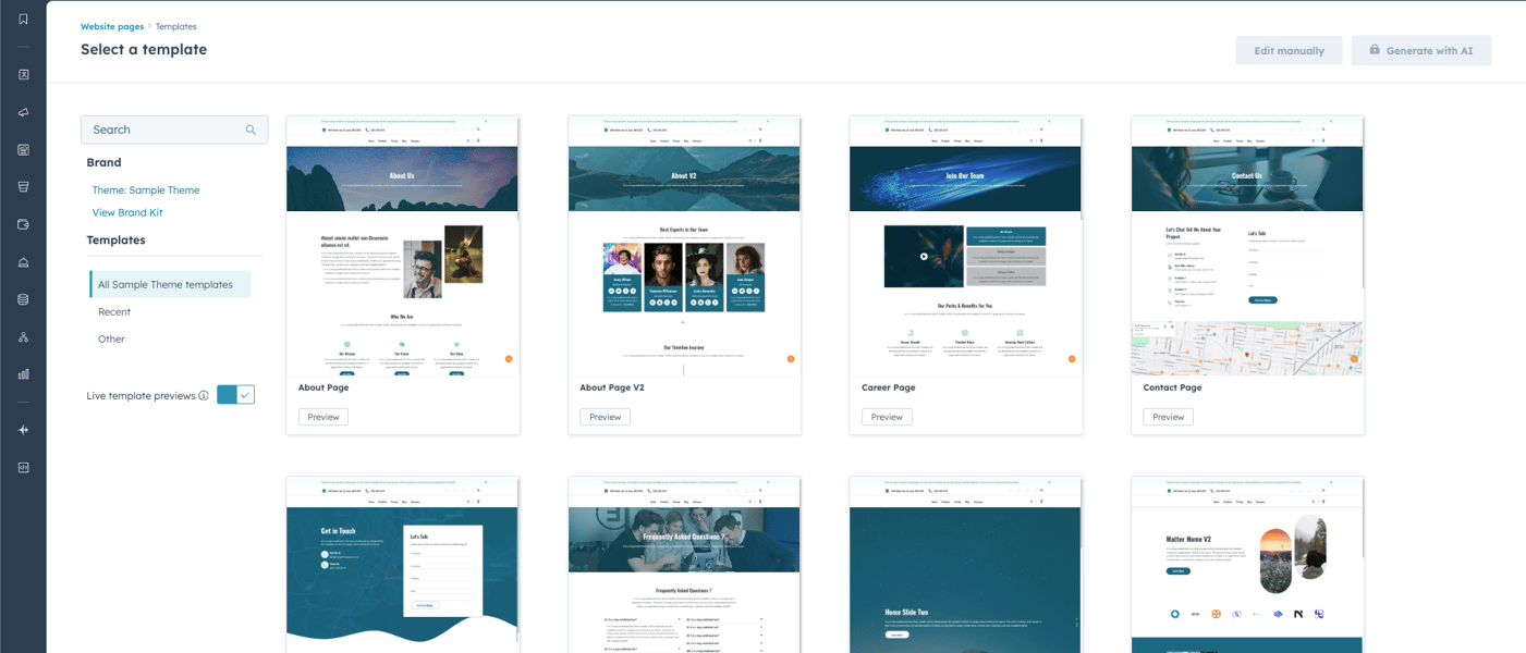 HubSpot template builder