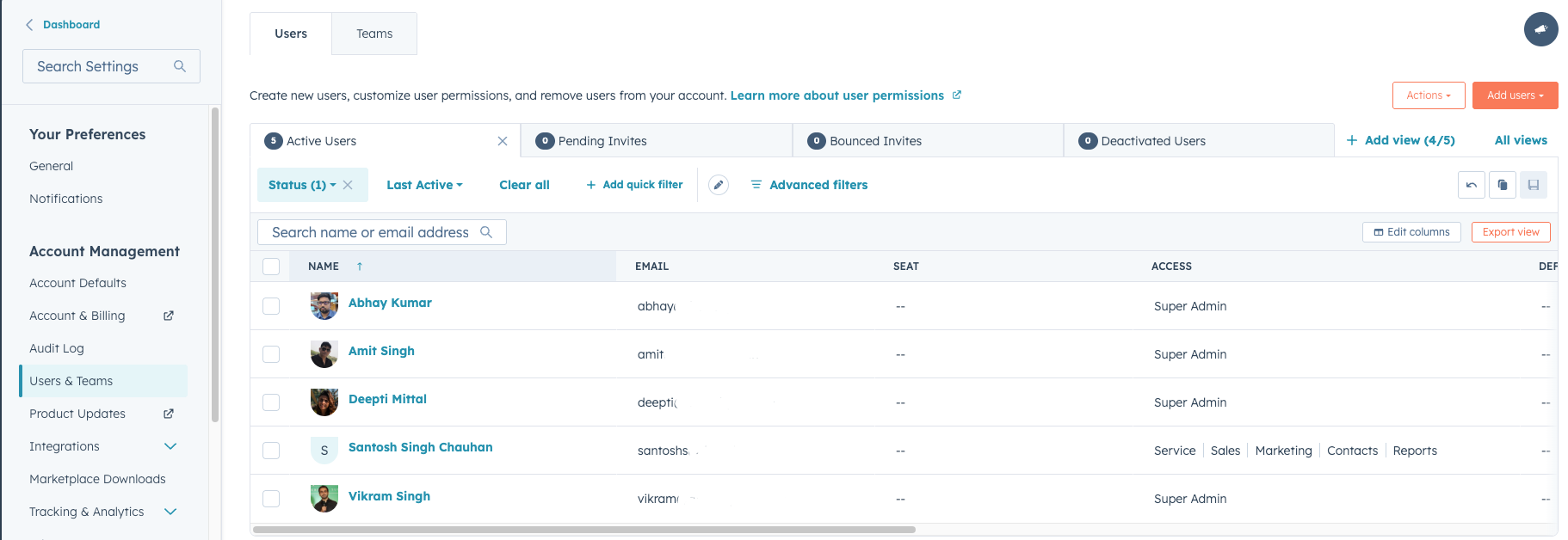 HubSpot user permissions-dashboards