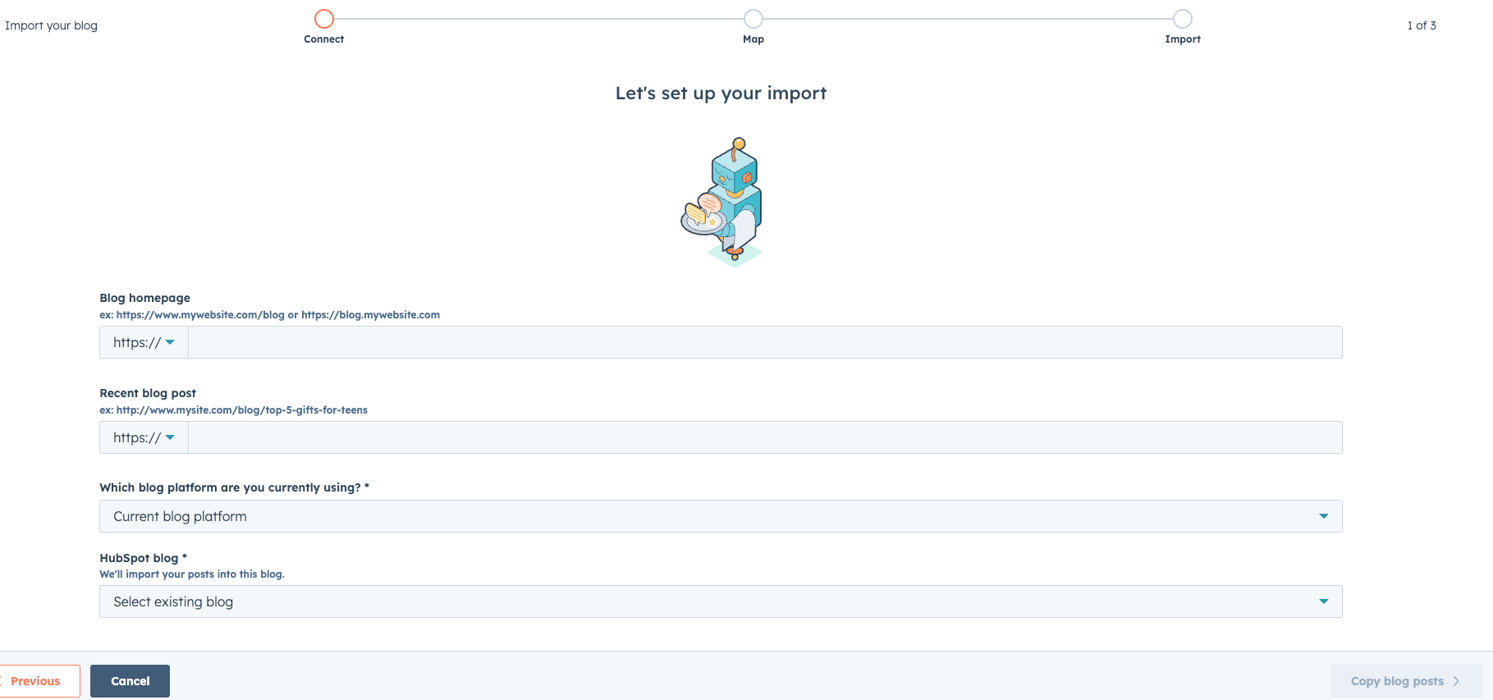 HubSpot-blog-import-interface