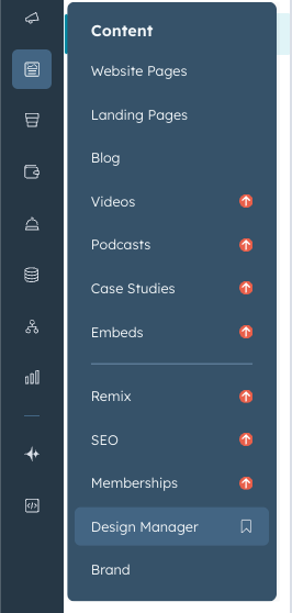 HubSpot design manager interface