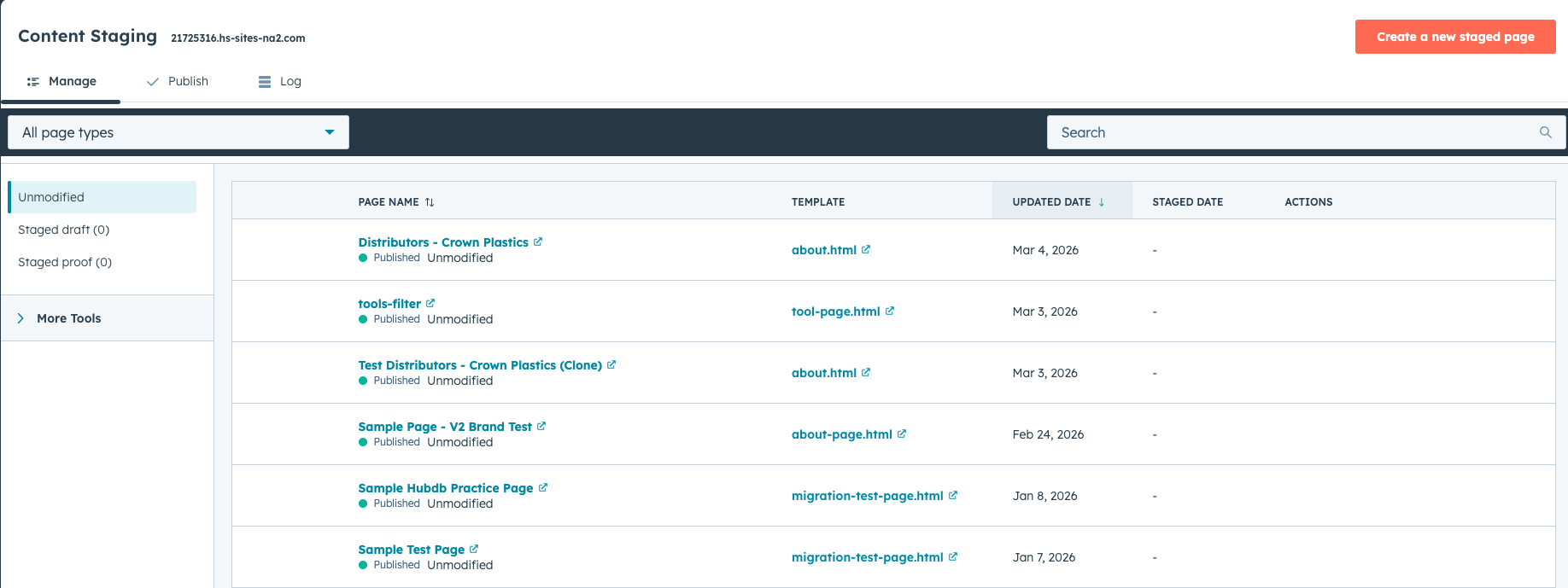 HubSpot-staging-environment-overview