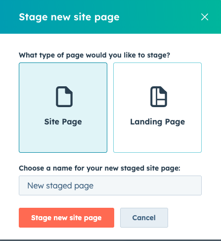 HubSpot staging tool interface