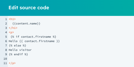 Hubl variable example in template