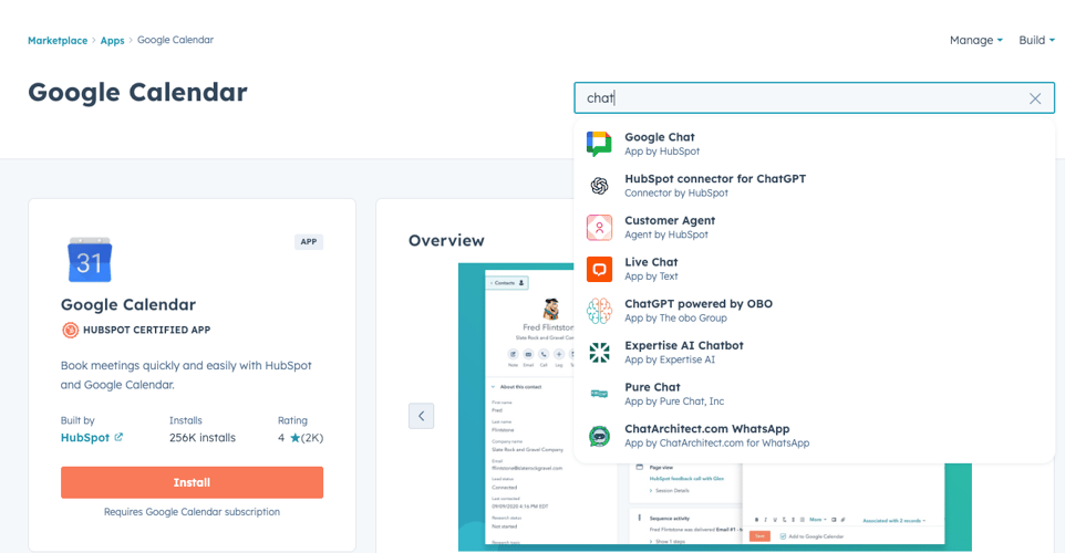 Installing an integration in HubSpot