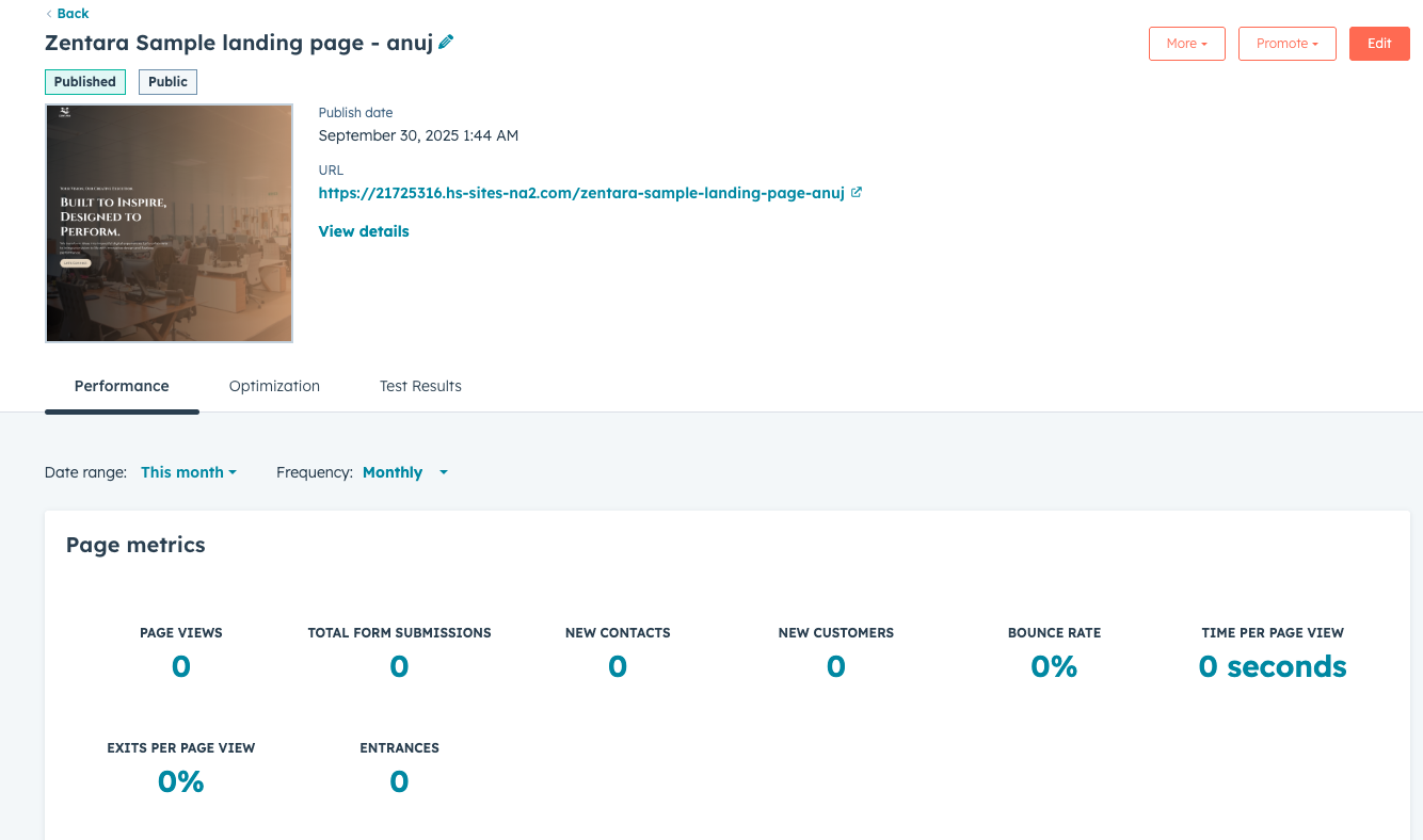 Landing-page-performance-report