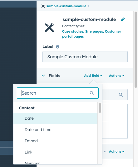 Module field configuration
