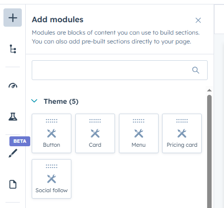 Module selection panel