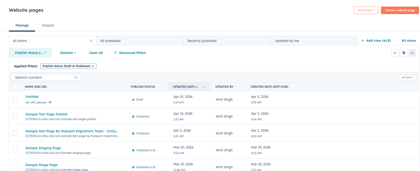 Organized page structure example