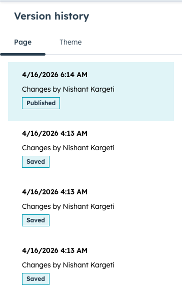 Page revision timeline