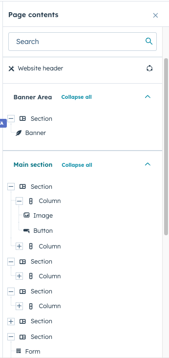 Page template layout example