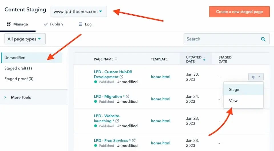 Publishing Changes from Staging