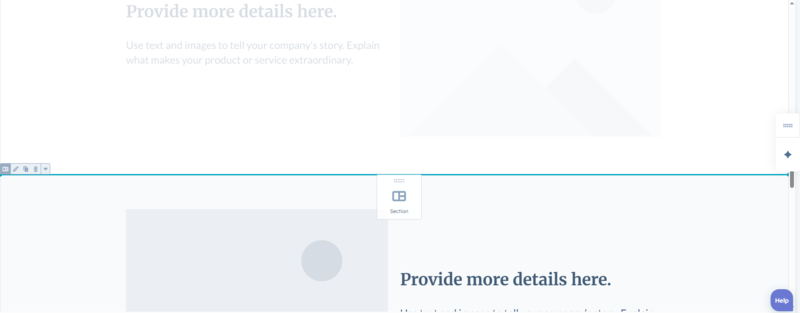 Rearranging sections in HubSpot editor