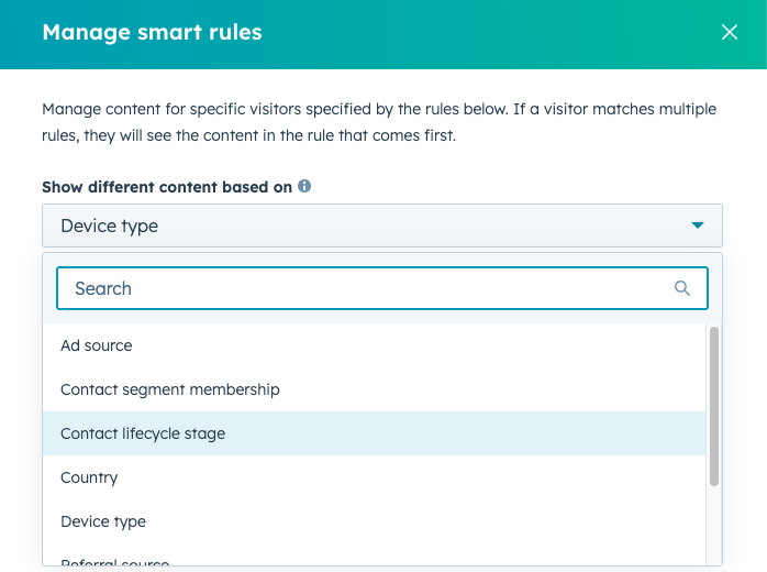 Smart Content Rules Types