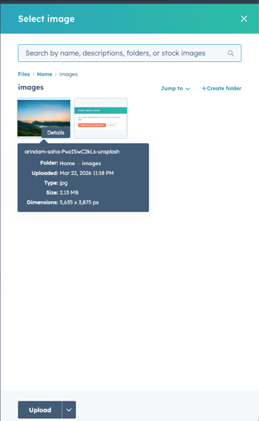 Selecting image from File Manager inside editor