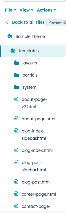 Template files in design manager