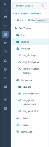 HubSpot Design Manager file tree