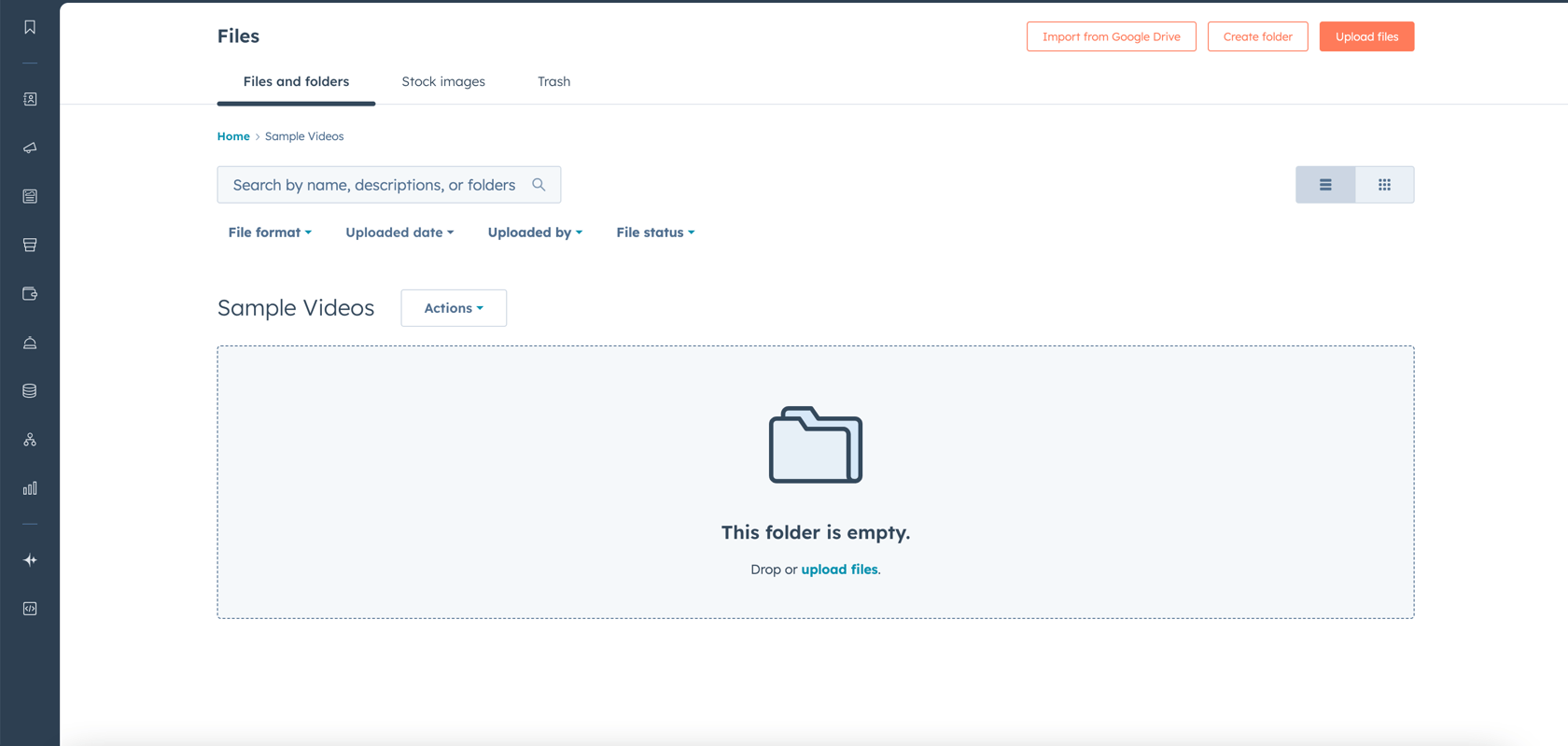 Upload file interface