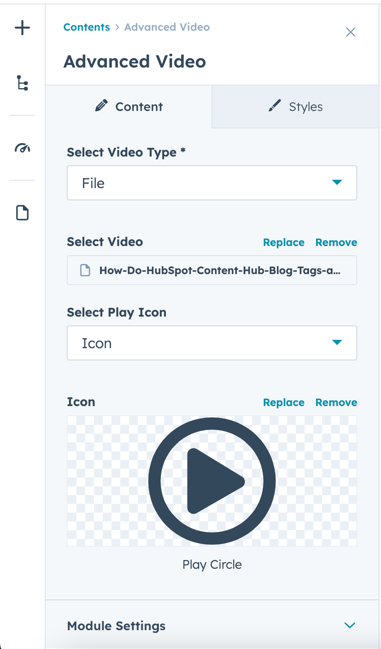 Video Module inside Hubspot Page Editor