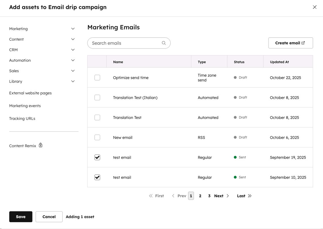 Assigning content to campaigns