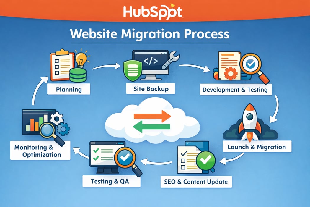 create an hubspot image for this topic  Website migration process diagram