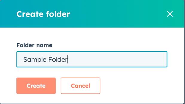 Creating a folder in HubSpot File Manager