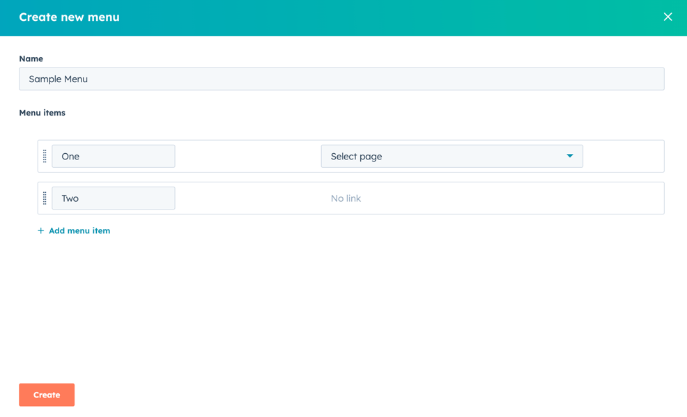  Creating a navigation menu in HubSpot