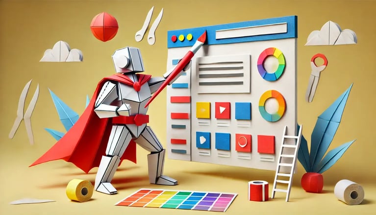 a website with different colors and elements in a simple yet colorful setting. The character i