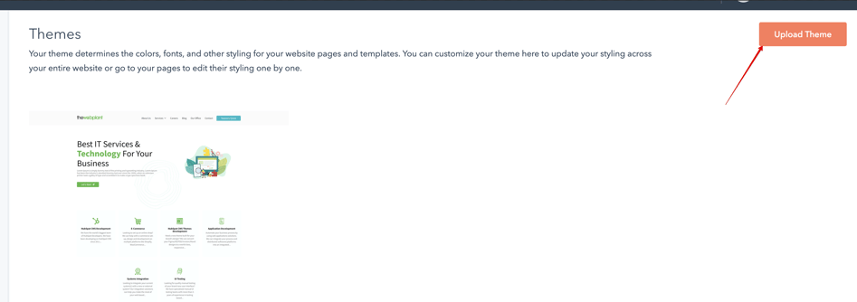 Uploading theme in HubSpot
