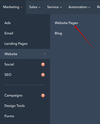 Create page in HubSpot